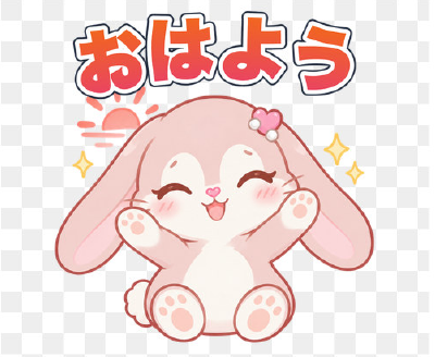 おはよう:うさぎのスタンプ